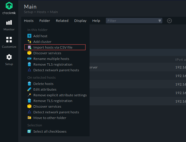 Import hosts from CSV file